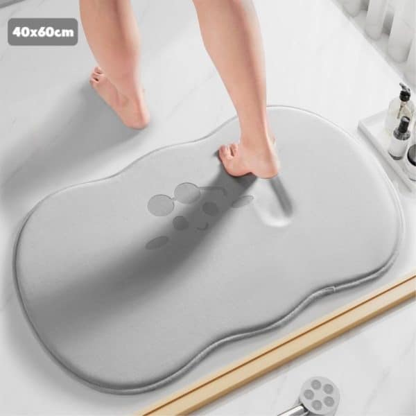 Badeværelsesmåtte / Gulvmåtte med memoryskum - 60 x 40 cm - Grå