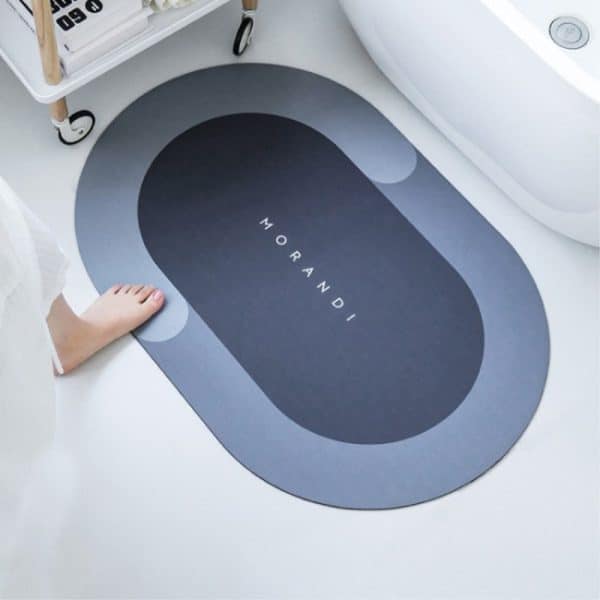 Oval Badeværelsesmåtte 70 x 45 cm - Hurtigtørrende - Non-Slip - Blå