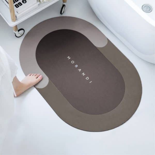 Oval Badeværelsesmåtte 70 x 45 cm - Hurtigtørrende - Non-Slip - Brun