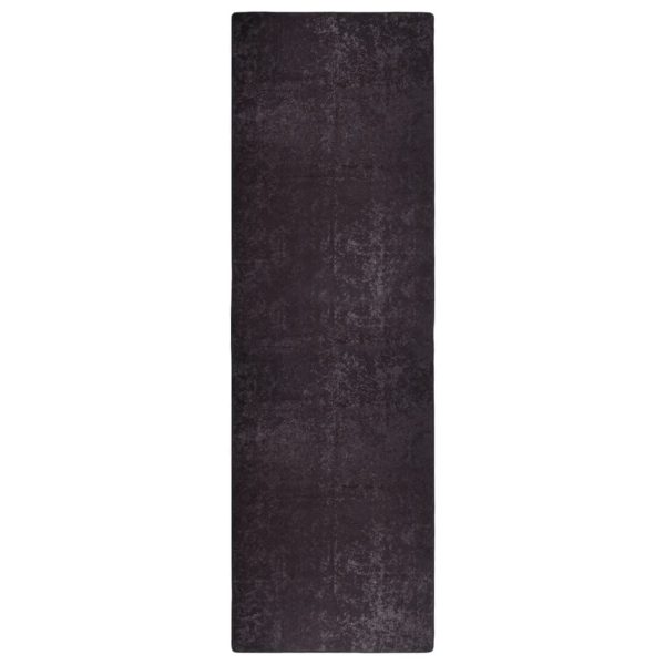 gulvtæppe 80x300 cm skridsikkert og vaskbart antracitgrå