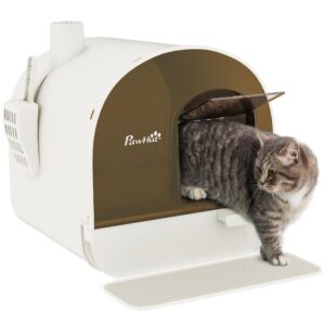 Kattebakke med filter, 1 reservefilter, 1 gulvmåtte, 43 cm x 44 cm x 47 cm, sort + hvid